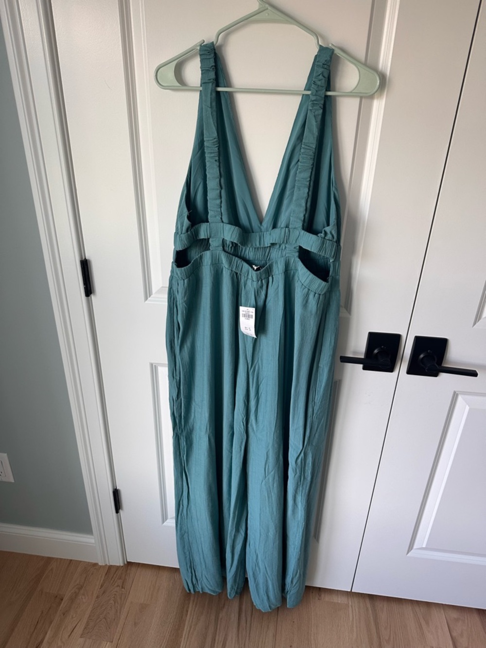 Abercrombie & Fitch Teal V-Neck Wide-Leg Jumpsuit - Picture 5 of 5